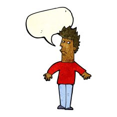 cartoon worried man with speech bubble N38