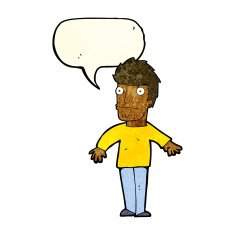 cartoon worried man with speech bubble N39