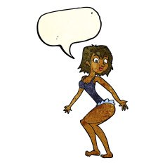 cartoon woman in lingerie with speech bubble N17