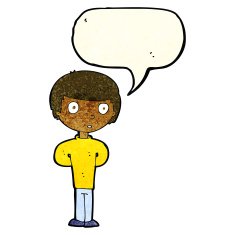 cartoon worried man with speech bubble N40