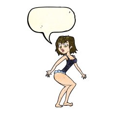 cartoon woman in lingerie with speech bubble N18