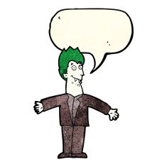 cartoon vampire man with speech bubble N47