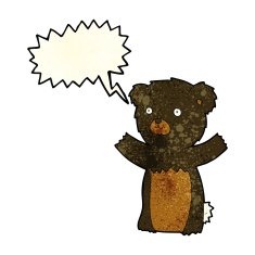 cute cartoon black bear with speech bubble N32