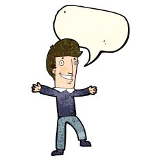 cartoon happy man with speech bubble N184