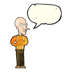 cartoon mean old man with speech bubble N3