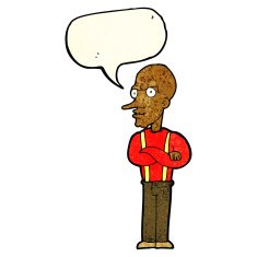 cartoon mean old man with speech bubble N4