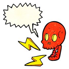 cartoon crazy skull with speech bubble N2