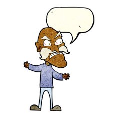 cartoon angry old man with speech bubble N54
