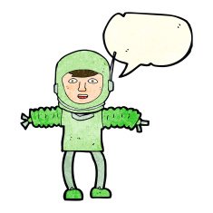 cartoon astronaut with speech bubble N48