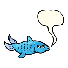 cartoon fish with speech bubble N31