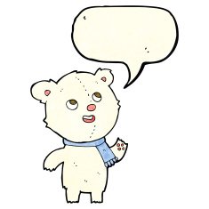 cartoon polar bear wearing scarf with speech bubble N4
