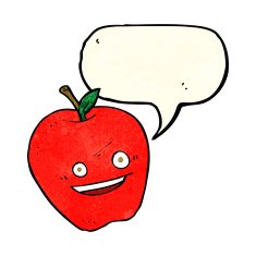 cartoon happy apple with speech bubble N3