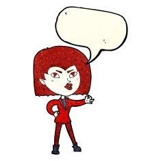 cartoon vampire girl with speech bubble N91