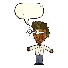 cartoon staring man with speech bubble N7
