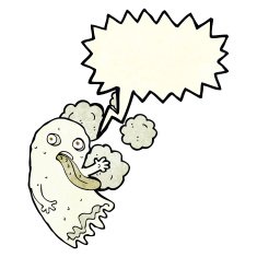 cartoon ghost with speech bubble N9