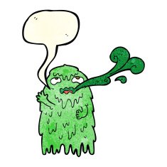 gross cartoon ghost with speech bubble N7