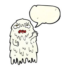 gross cartoon ghost with speech bubble N8
