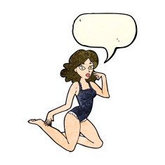 cartoon woman in lingerie with speech bubble N20