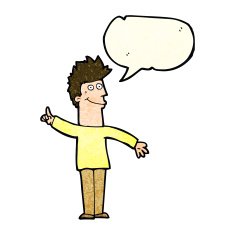 cartoon man with idea speech bubble N43