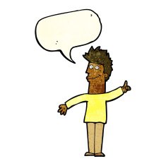 cartoon man with idea speech bubble N44