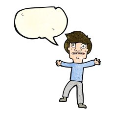 cartoon boy panicking with speech bubble N11