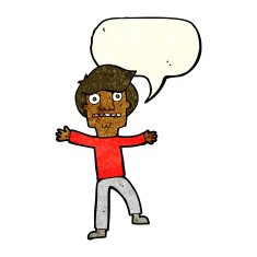 cartoon boy panicking with speech bubble N12