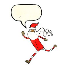 cartoon running santa with speech bubble N3