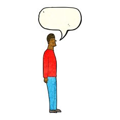 cartoon tall man with speech bubble N4