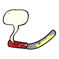 cartoon butter knife with speech bubble N2