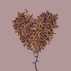 Vector background with abstract Heart curls N4