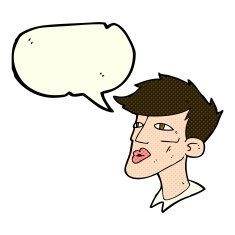 cartoon male model guy with speech bubble N5