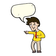 cartoon funny office man pointing with speech bubble N5