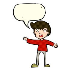 cartoon excited boy with speech bubble N60