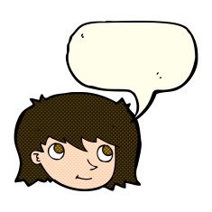 cartoon female face with speech bubble N60
