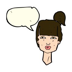 cartoon female head with speech bubble N5