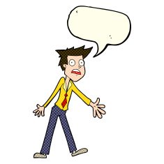 cartoon stressed man with speech bubble N29