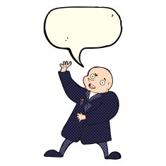 cartoon mad scientist with speech bubble N5