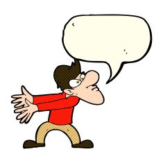 cartoon annoyed man gesturing with speech bubble N5