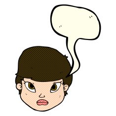 cartoon serious face with speech bubble N5