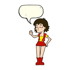 cartoon cool girl with speech bubble N12