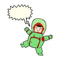 cartoon astronaut with speech bubble N50