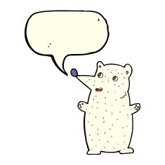 funny cartoon polar bear with speech bubble N11
