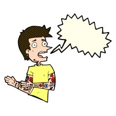cartoon man with tattoos speech bubble N5