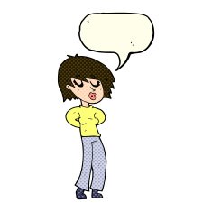 cartoon woman whistling with speech bubble N5