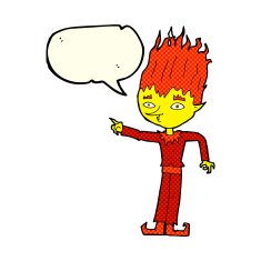 fire spirit cartoon with speech bubble N4