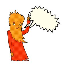 cartoon fire spirit with speech bubble N5
