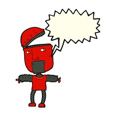 funny cartoon robot with open head speech bubble N5