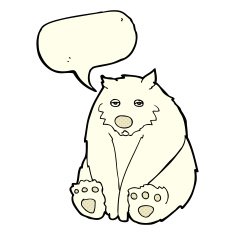cartoon unhappy polar bear with speech bubble N5
