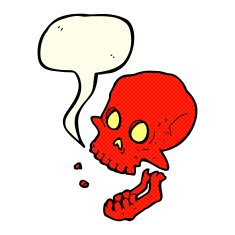 cartoon laughing skull with speech bubble N5