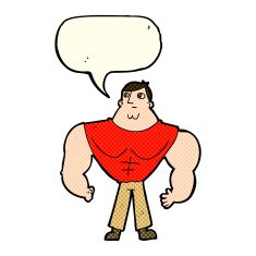 cartoon body builder with speech bubble N5